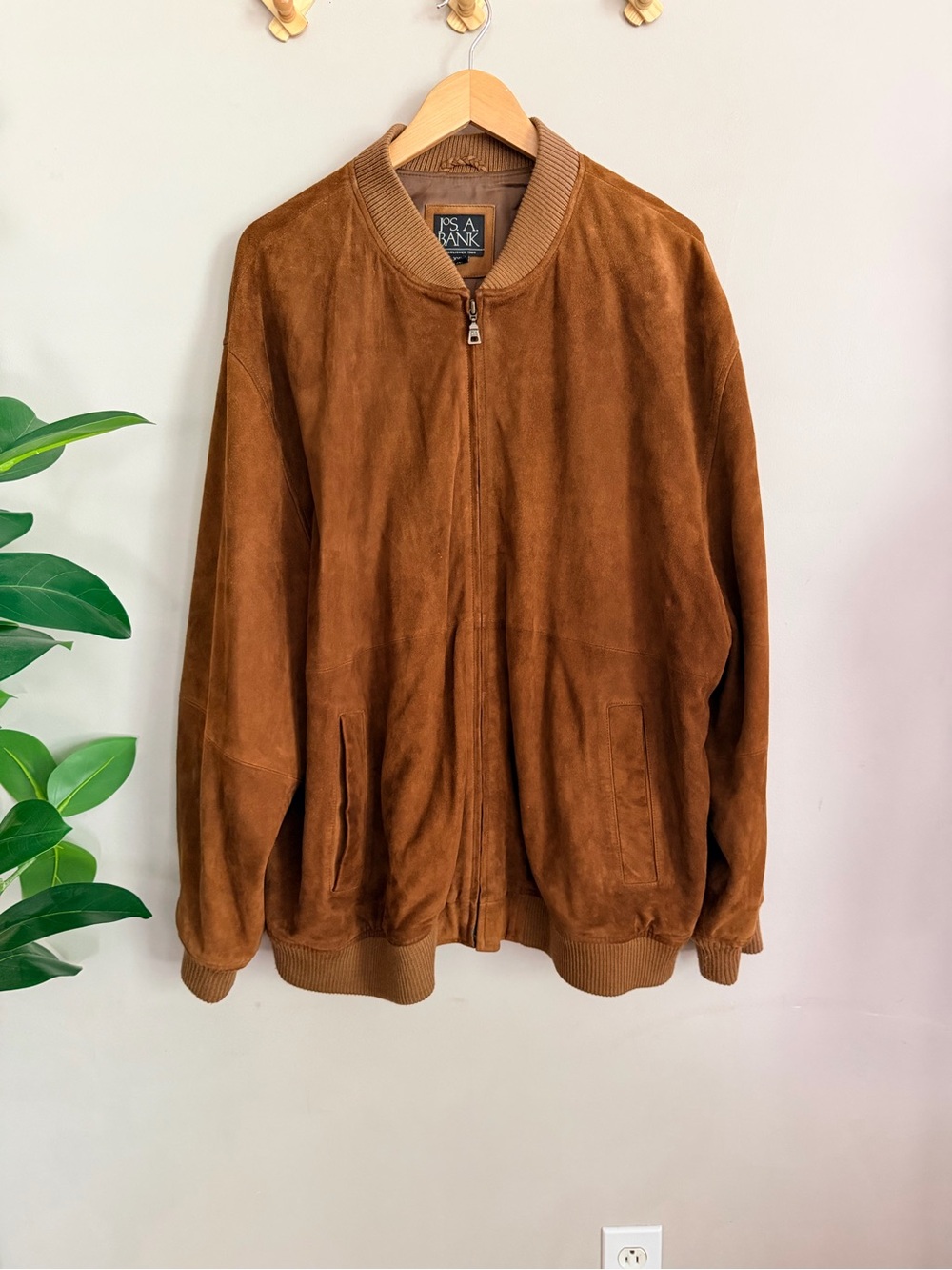 Jos. A. Bank Genuine Suede Leather Bomber Jacket Brown Men’s Size XXL Classic